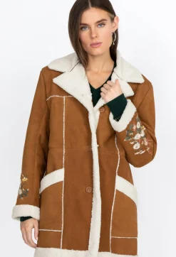 Outlet Johnny Was Acacia Suede Sherpa Coat Kamut