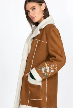 Outlet Johnny Was Acacia Suede Sherpa Coat Kamut