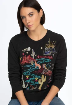 New Johnny Was Arizona Raglan Sweatshirt Black