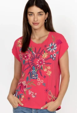 Sale Johnny Was Arla Relaxed T-Shirt Rose Red