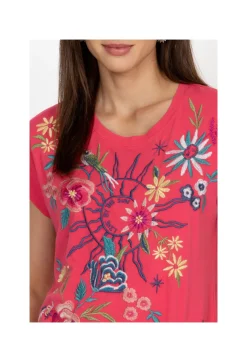 Sale Johnny Was Arla Relaxed T-Shirt Rose Red