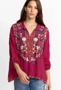 Johnny Was Aubrette Blouse Rumba Red
