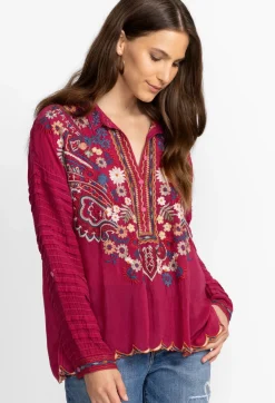 Johnny Was Aubrette Blouse Rumba Red