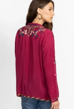 Johnny Was Aubrette Blouse Rumba Red