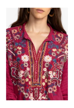 Johnny Was Aubrette Blouse Rumba Red