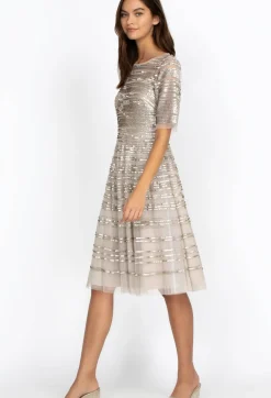 Hot Johnny Was Beaded Mesh Dress Champagne