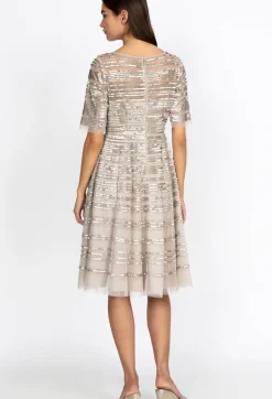 Hot Johnny Was Beaded Mesh Dress Champagne