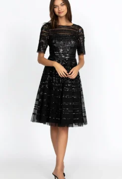 Outlet Johnny Was Beaded Mesh Dress Black