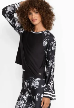 Johnny Was Bee Active Kimono Sleeve Swing Tee Charcoal Dreamer