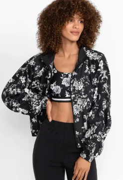 Johnny Was Bee Active Ruched Sleeve Parachute Jacket Charcoal Dreamer