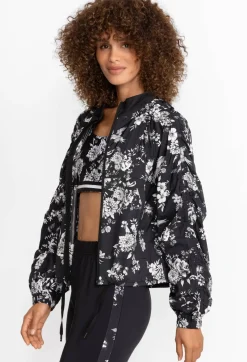 Johnny Was Bee Active Ruched Sleeve Parachute Jacket Charcoal Dreamer