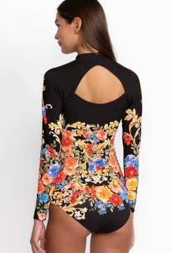 Johnny Was Black Royal Cut Out Back Surf Shirt Multi