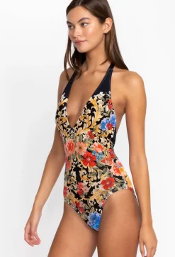Clearance Johnny Was Black Royal Halter One Piece Multi