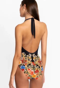 Clearance Johnny Was Black Royal Halter One Piece Multi