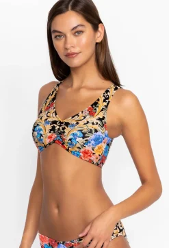Best Johnny Was Black Royal Ruched Bikini Top Multi
