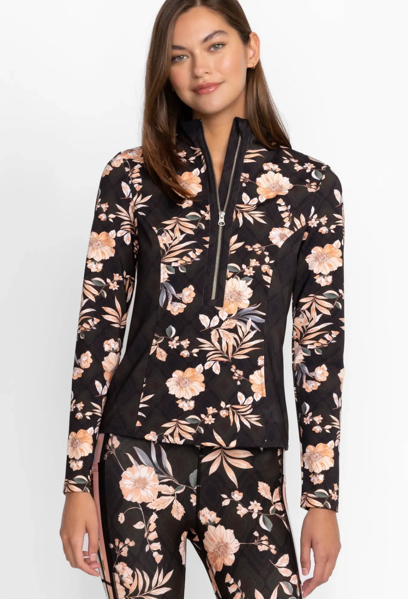 Online Johnny Was Blocked Athletic Mock Neck Pullover Nido
