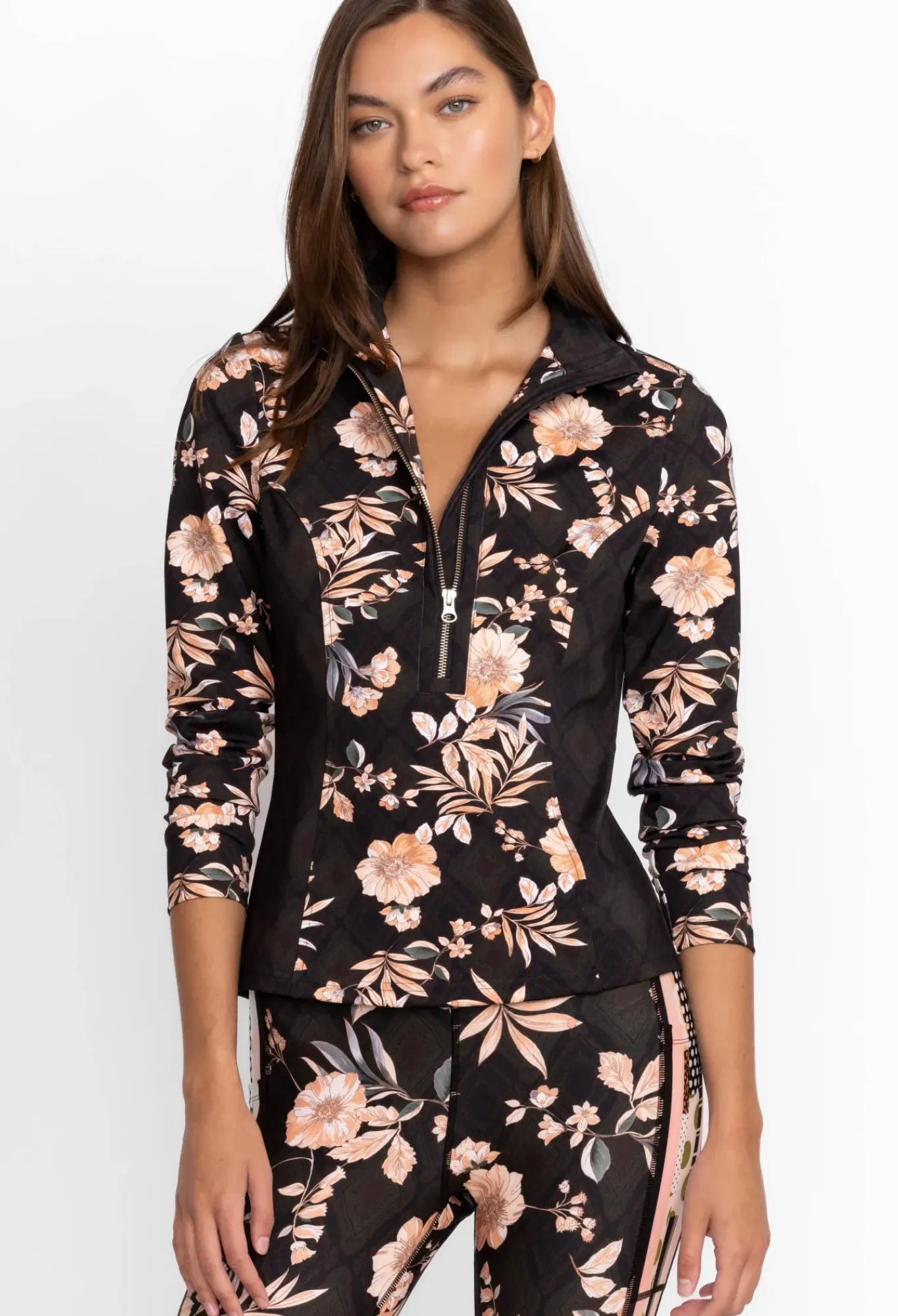 Online Johnny Was Blocked Athletic Mock Neck Pullover Nido