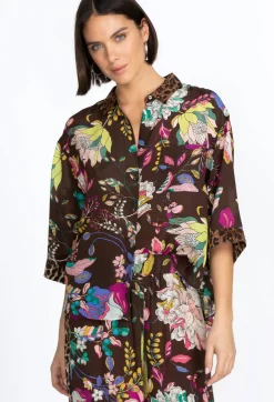 Sale Johnny Was Boxy Silk Shirt Arabella