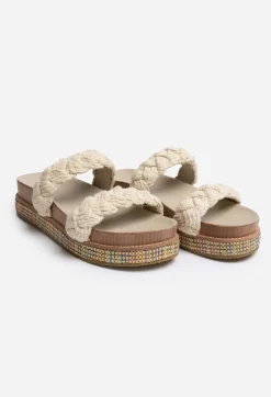Johnny Was Braided Rope Sandal - Cream Multi
