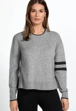Johnny Was Calme Stripe Pullover Heather Grey