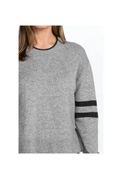 Johnny Was Calme Stripe Pullover Heather Grey