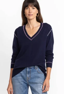 Clearance Johnny Was Carter V-Neck Pullover Navy