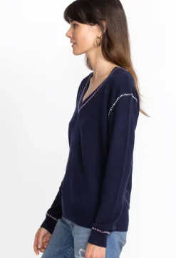 Clearance Johnny Was Carter V-Neck Pullover Navy