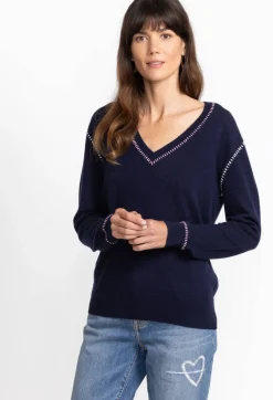 Clearance Johnny Was Carter V-Neck Pullover Navy