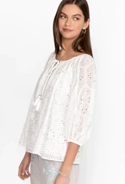 Best Johnny Was Castillo Eyelet Blouse White