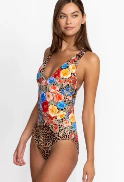 Online Johnny Was Cheetah Cross Back One Piece Multi