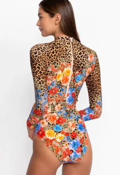 Online Johnny Was Cheetah Cross Over Neck Surf One Piece Multi