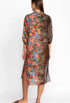 Sale Johnny Was Cheetah Long Shirt Dress Multi