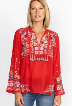 Best Johnny Was Coriander Blouse Mars Red