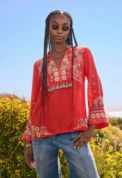 Best Johnny Was Coriander Blouse Mars Red