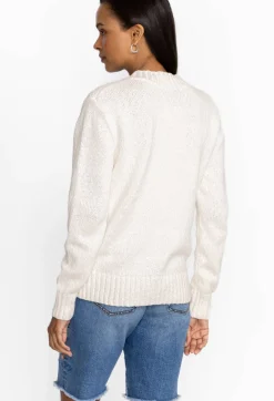 New Johnny Was Crochet Patched Sweater White