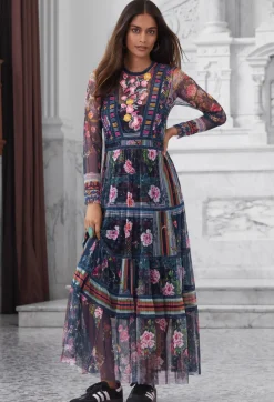 New Johnny Was Dayana Mesh Dress Multi