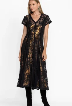 Johnny Was Dina Mesh Midi Dress Black