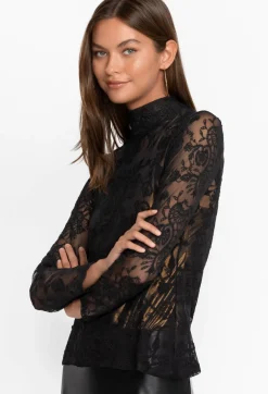 Online Johnny Was Dina Mesh Tee Black