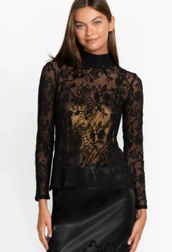 Online Johnny Was Dina Mesh Tee Black