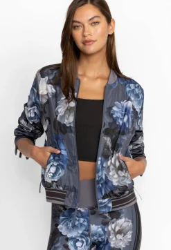 New Johnny Was Drop Shoulder Bomber Jacket Grey Peony
