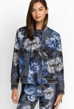 New Johnny Was Drop Shoulder Bomber Jacket Grey Peony