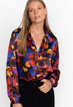 Clearance Johnny Was Eclipse Blooms Silk Shirt Multi