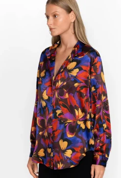 Clearance Johnny Was Eclipse Blooms Silk Shirt Multi