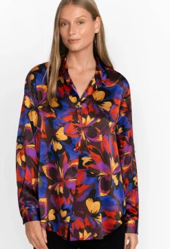 Clearance Johnny Was Eclipse Blooms Silk Shirt Multi