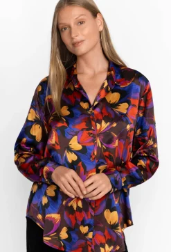 Clearance Johnny Was Eclipse Blooms Silk Shirt Multi