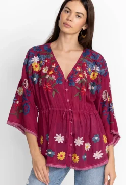 Hot Johnny Was Edith Blouse Rumba Red