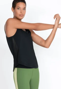 Discount Johnny Was Effect Mesh Contrast Tank Jet Black
