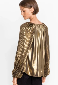 Sale Johnny Was En Gem Pleated Blouse Gold