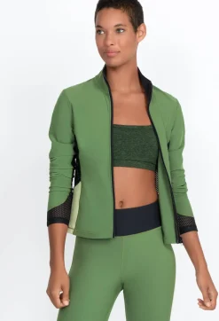 Clearance Johnny Was Endurance Mesh Zip Jacket Bronze Green