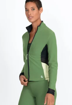 Clearance Johnny Was Endurance Mesh Zip Jacket Bronze Green